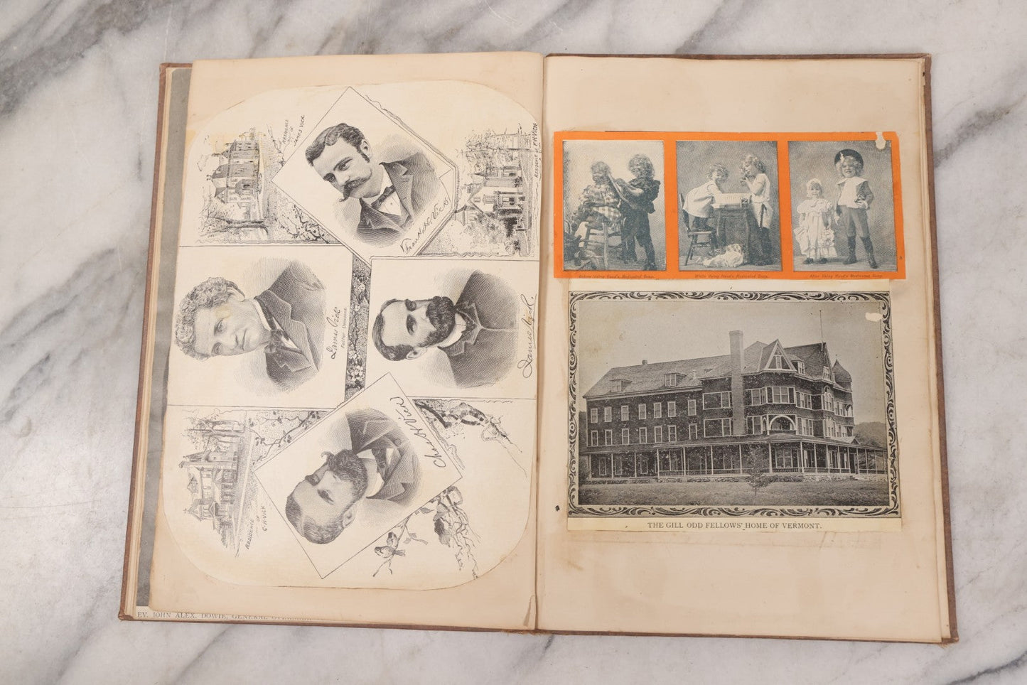 Lot 076 - Antique Victorian Scrapbook Album Containing Book And Newspaper Clippings, Die Cuts, Including Materials Related To Barnum Sideshow Performers Gen. Tom Thumb, Lavinia And Minnie Warren, Count And Countess Magri, Many Pieces Related To Vermont