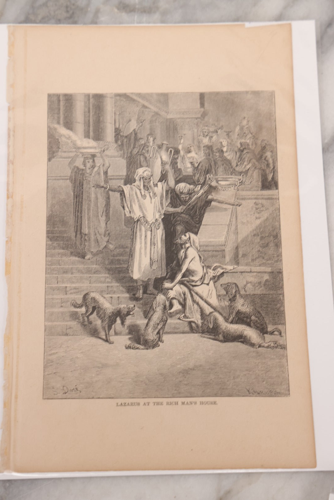 Lot 077 - Grouping Of Ten Antique Book Plate Prints Of Biblical Scenes Illustrated By Gustave Dore, Engraved By Kilburn, Including John The Baptist Beheaded, Daniel In The Lion's Den, The Deluge, Death Of Samson, And Others