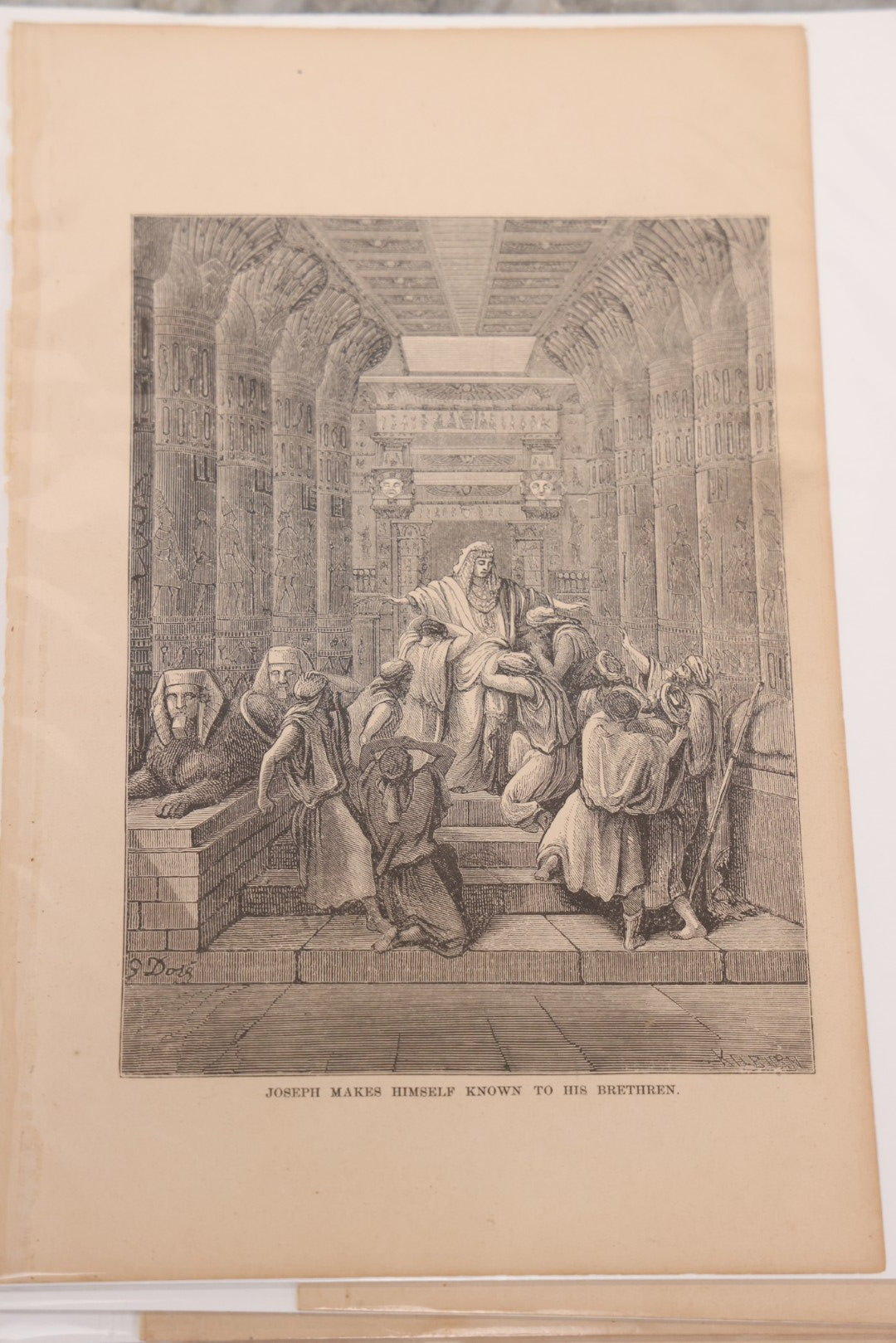 Lot 077 - Grouping Of Ten Antique Book Plate Prints Of Biblical Scenes Illustrated By Gustave Dore, Engraved By Kilburn, Including John The Baptist Beheaded, Daniel In The Lion's Den, The Deluge, Death Of Samson, And Others