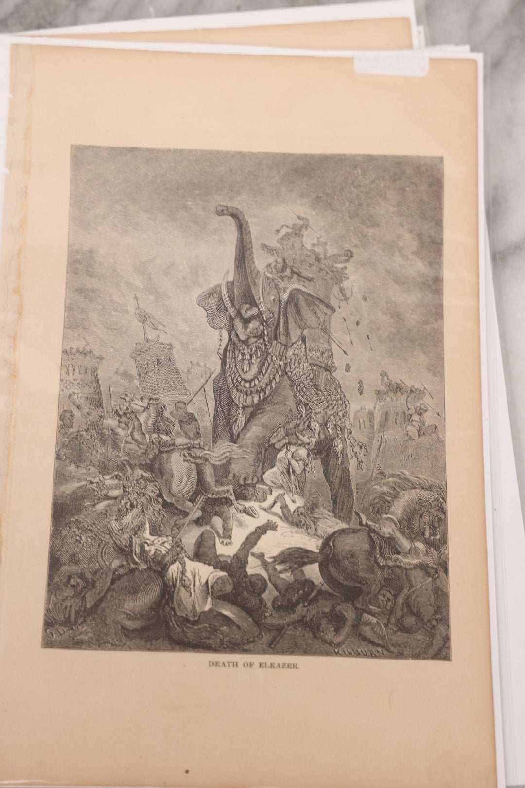 Lot 077 - Grouping Of Ten Antique Book Plate Prints Of Biblical Scenes Illustrated By Gustave Dore, Engraved By Kilburn, Including John The Baptist Beheaded, Daniel In The Lion's Den, The Deluge, Death Of Samson, And Others