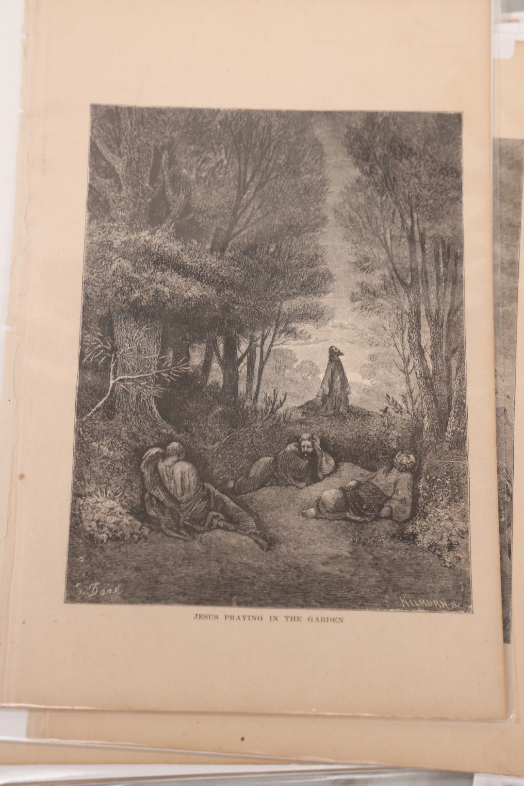 Lot 077 - Grouping Of Ten Antique Book Plate Prints Of Biblical Scenes Illustrated By Gustave Dore, Engraved By Kilburn, Including John The Baptist Beheaded, Daniel In The Lion's Den, The Deluge, Death Of Samson, And Others