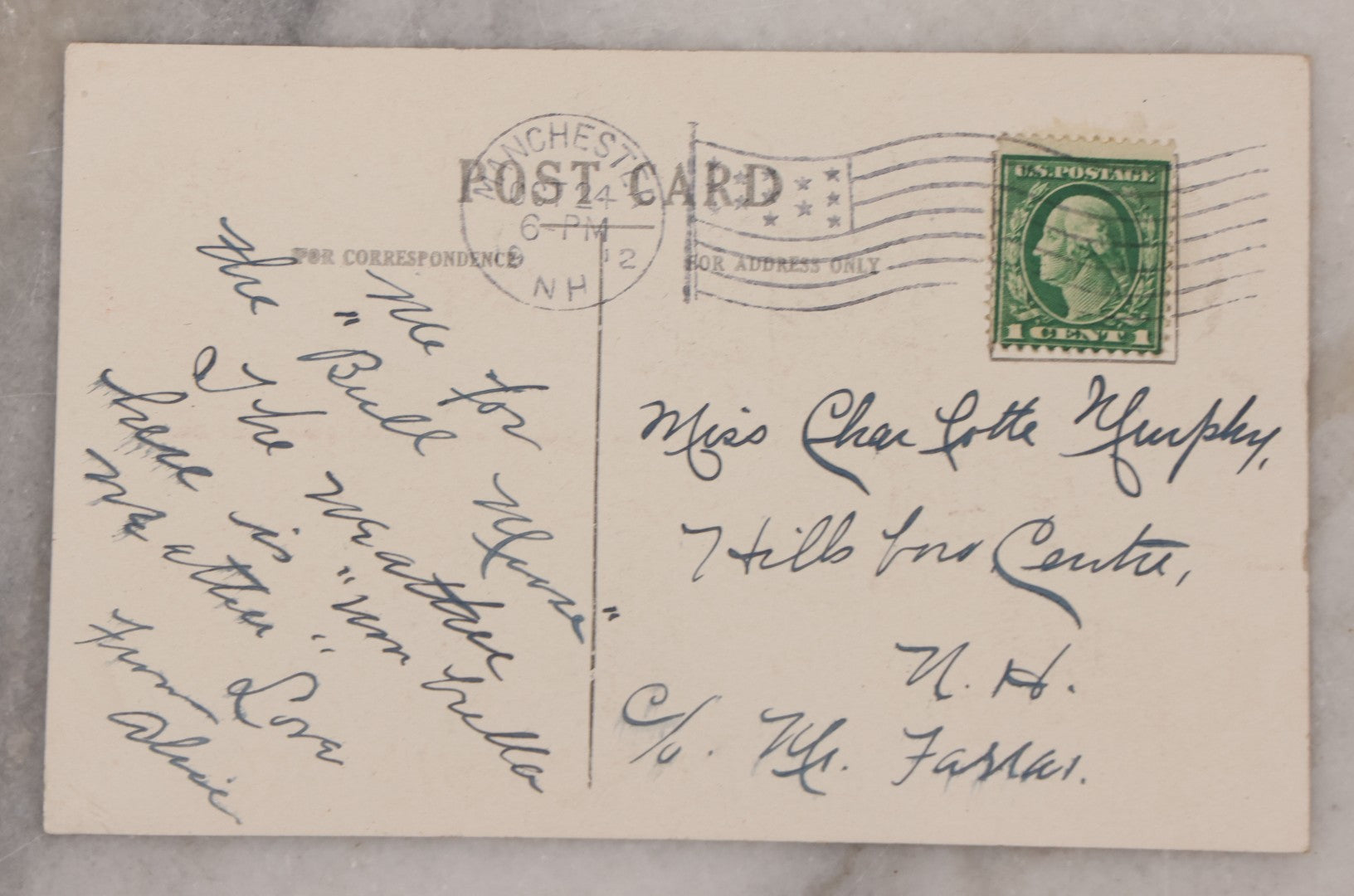 Lot 081 - Pair Of Antique Postcards From The 1912 United States Presidential Election, Theodore Roosevelt Vs. Woodrow Wilson,  With Handwritten Note Between Friends, "Wilson For You, But Teddy For Me, Postmarked October 24, 1912