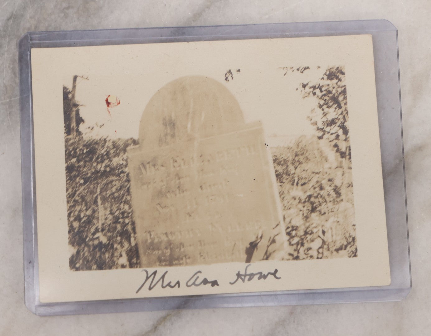 Lot 093 - Single Antique Snapshot Photograph Of A Gravestone For Mrs. Elizabeth