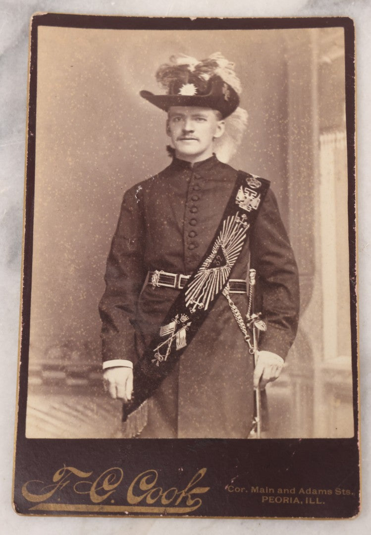 Lot 101 - Antique Cabinet Card Photograph Of A Decorated 32nd Degree Freemason, F.C. Cook Photographer, Peoria, Illinois, Identified Illegibly On Verso