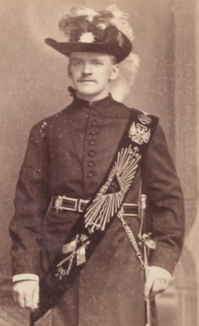 Lot 101 - Antique Cabinet Card Photograph Of A Decorated 32nd Degree Freemason, F.C. Cook Photographer, Peoria, Illinois, Identified Illegibly On Verso