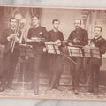 Lot 108 - Antique Cabinet Card Photograph Of Five Musicians, Early Five Piece Band, Including Brass, Clarinet, Violin