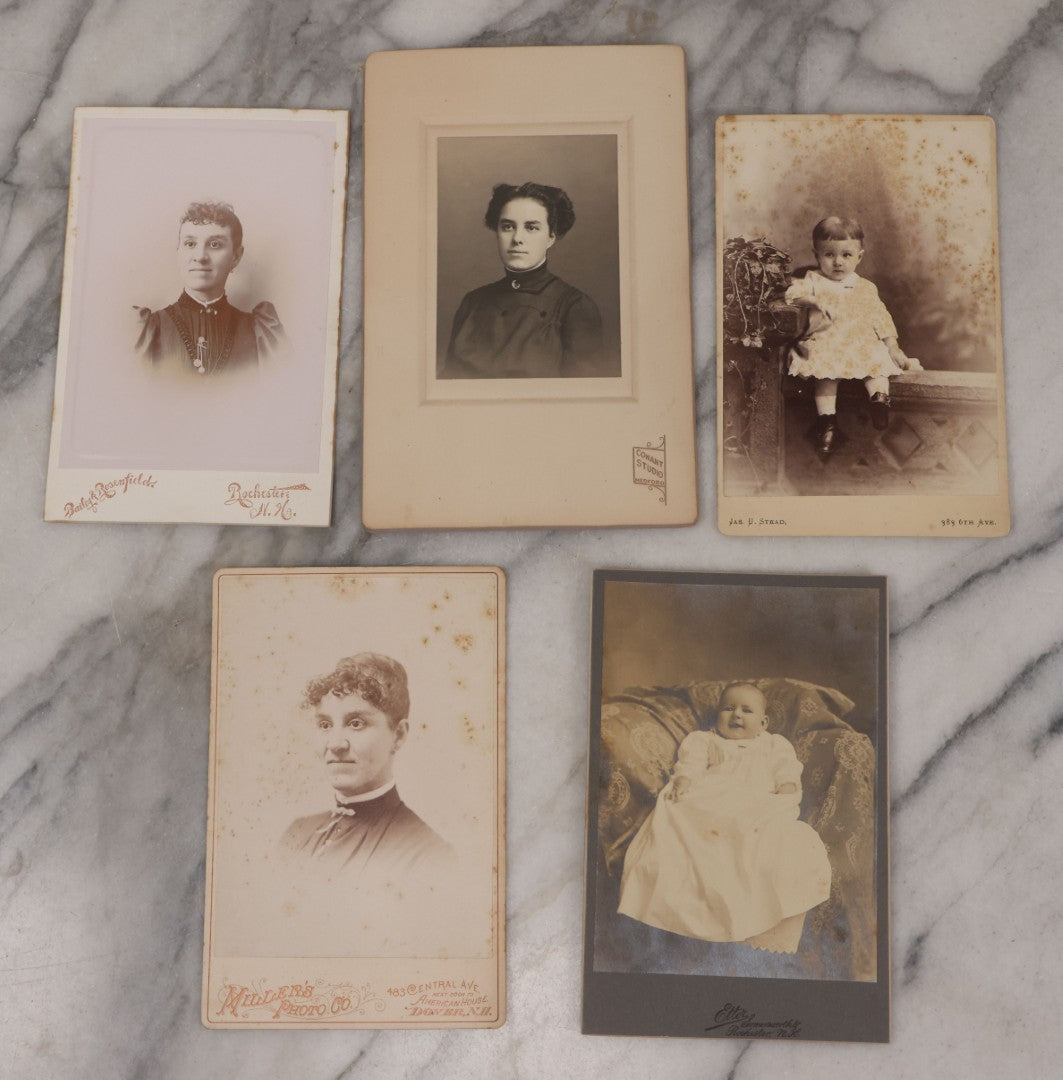 Lot 111 - Grouping Of Five Cabinet Card Portrait Photographs Of Women And Babies