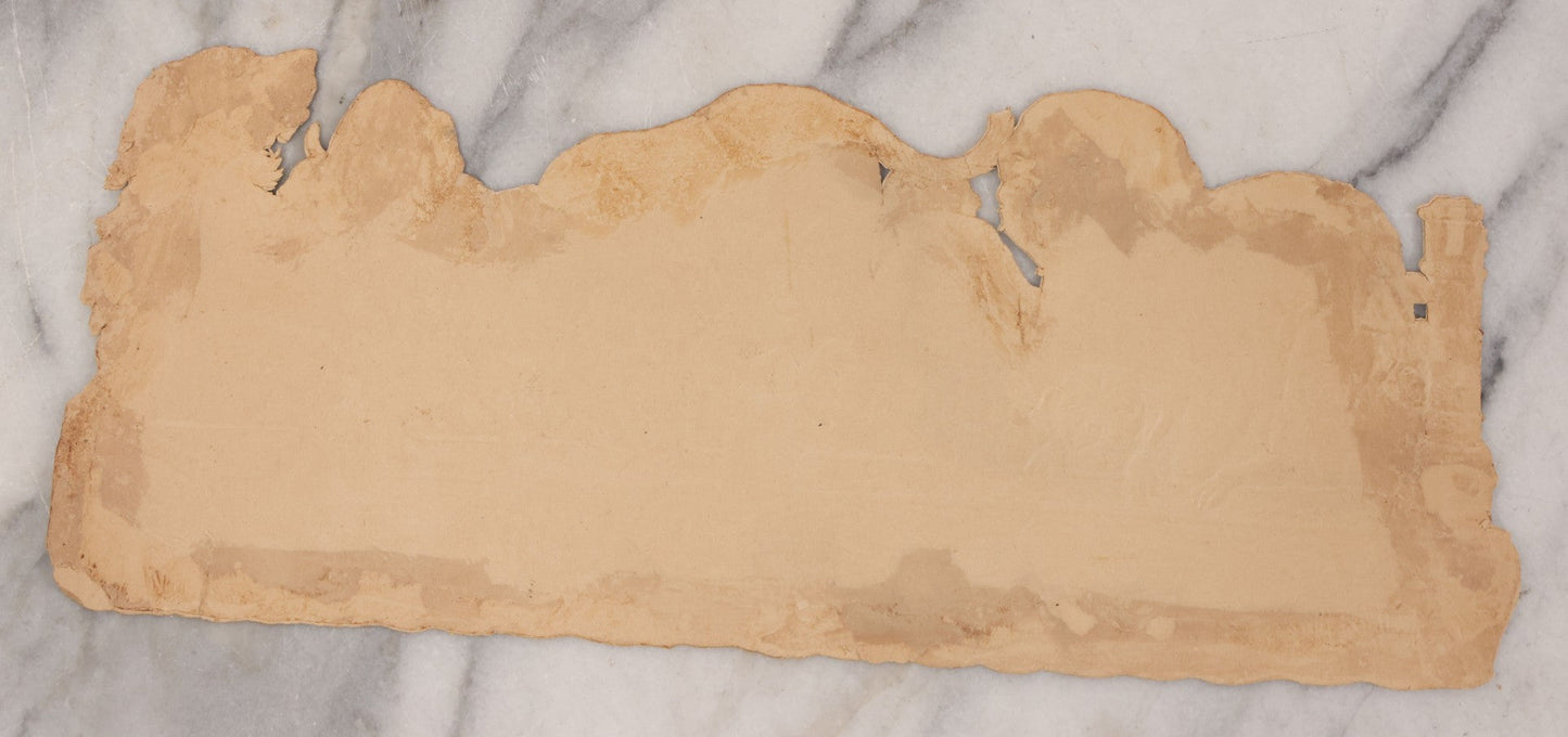 Lot 113 - Antique Lithographed Die Cut Scrap Of Dogs And Puppies Eating Out Of A Trough, Many Breeds Shown, Titled "The Dog's Dinner"