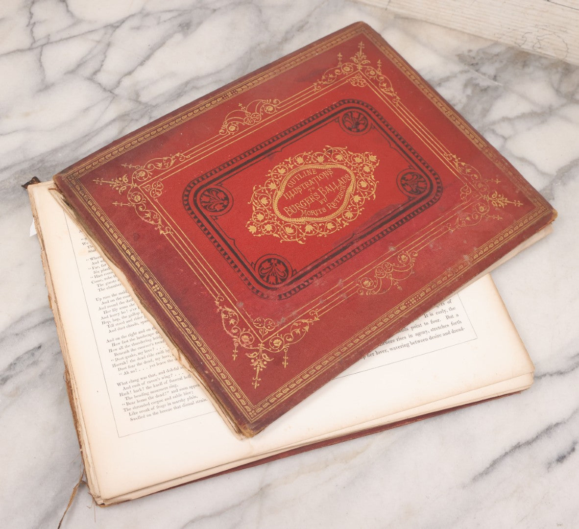 Lot 132 - "Outline Illustrations To Burger's Ballads By Morits Retzsch" Antique Illustrated Book With Esoteric Illustrations, Including Of Ghosts And Goblins, Craft Grade, Loose Binding