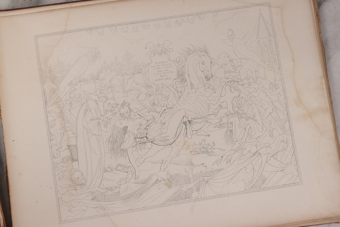 Lot 132 - "Outline Illustrations To Burger's Ballads By Morits Retzsch" Antique Illustrated Book With Esoteric Illustrations, Including Of Ghosts And Goblins, Craft Grade, Loose Binding