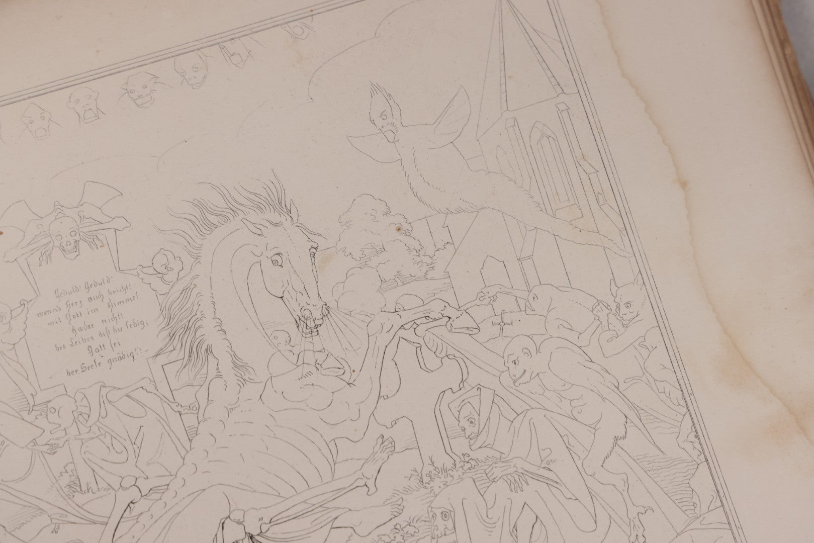 Lot 132 - "Outline Illustrations To Burger's Ballads By Morits Retzsch" Antique Illustrated Book With Esoteric Illustrations, Including Of Ghosts And Goblins, Craft Grade, Loose Binding