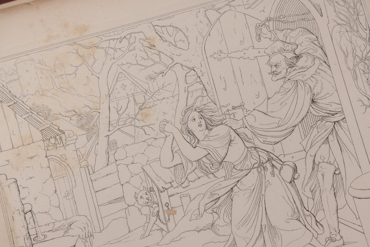 Lot 132 - "Outline Illustrations To Burger's Ballads By Morits Retzsch" Antique Illustrated Book With Esoteric Illustrations, Including Of Ghosts And Goblins, Craft Grade, Loose Binding