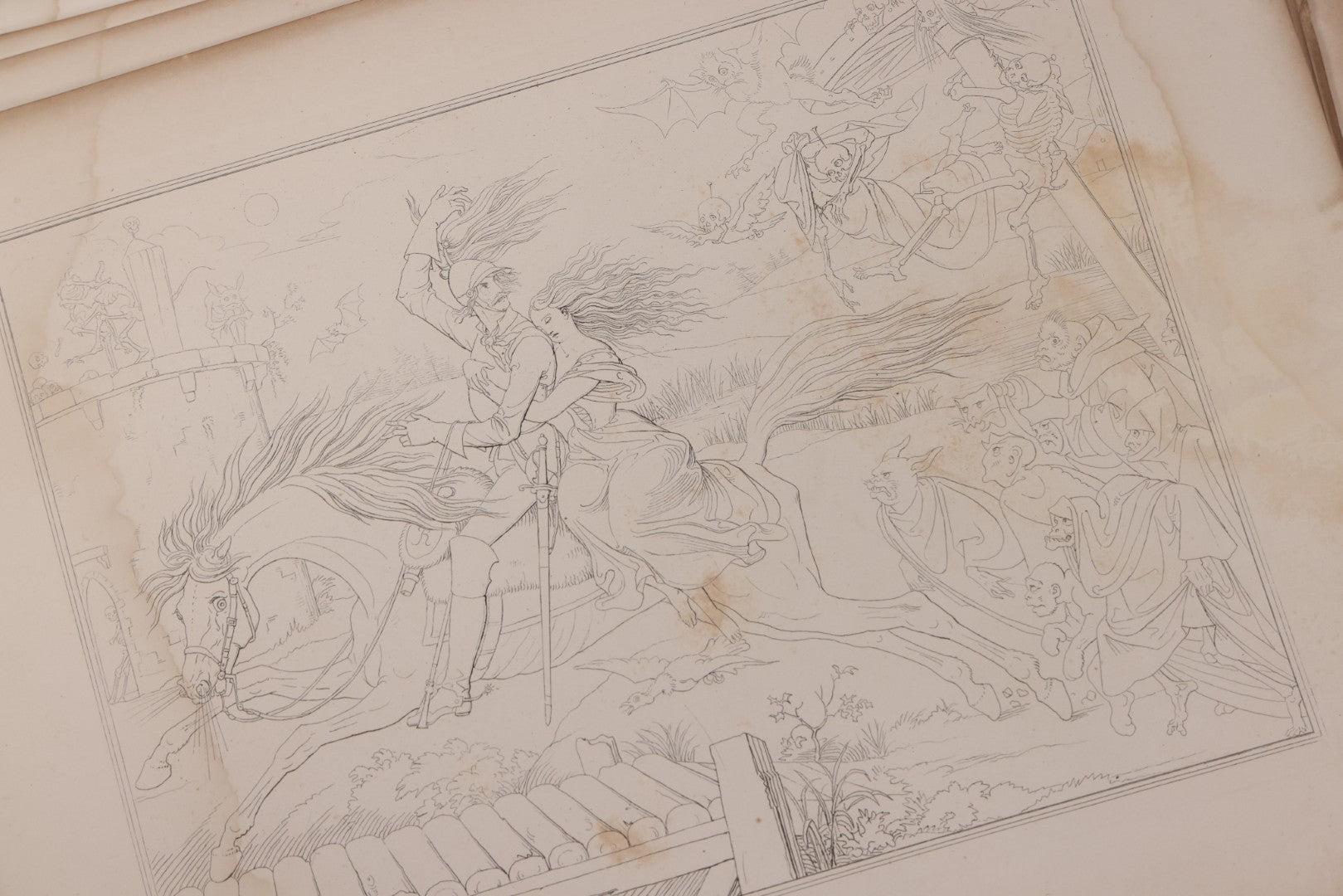 Lot 132 - "Outline Illustrations To Burger's Ballads By Morits Retzsch" Antique Illustrated Book With Esoteric Illustrations, Including Of Ghosts And Goblins, Craft Grade, Loose Binding