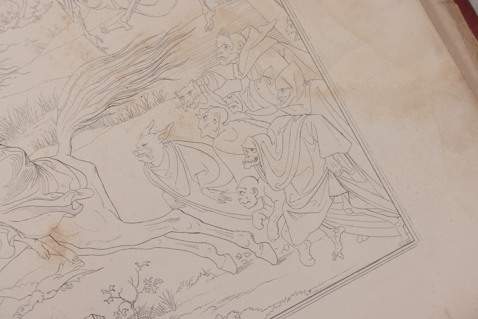 Lot 132 - "Outline Illustrations To Burger's Ballads By Morits Retzsch" Antique Illustrated Book With Esoteric Illustrations, Including Of Ghosts And Goblins, Craft Grade, Loose Binding