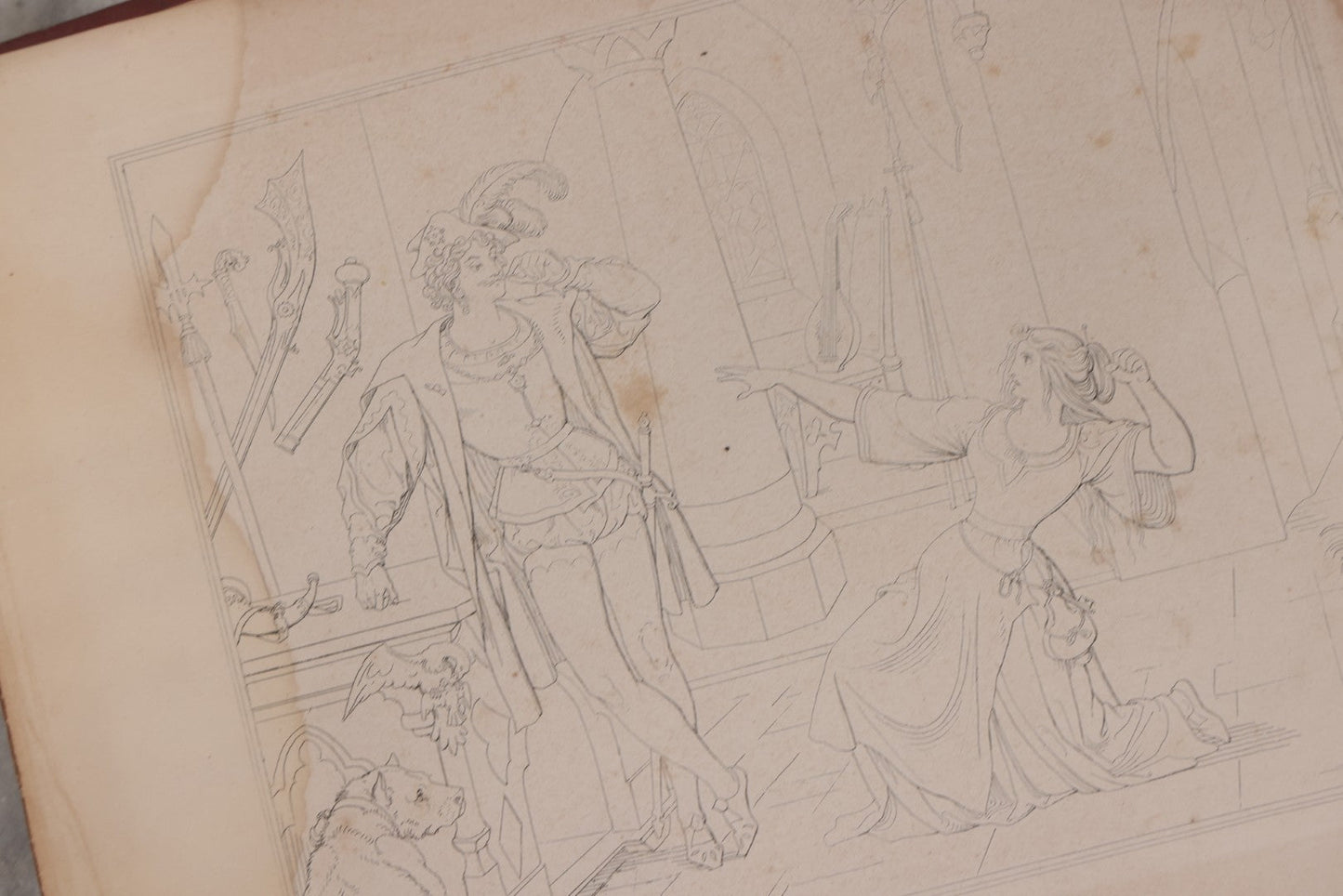 Lot 132 - "Outline Illustrations To Burger's Ballads By Morits Retzsch" Antique Illustrated Book With Esoteric Illustrations, Including Of Ghosts And Goblins, Craft Grade, Loose Binding