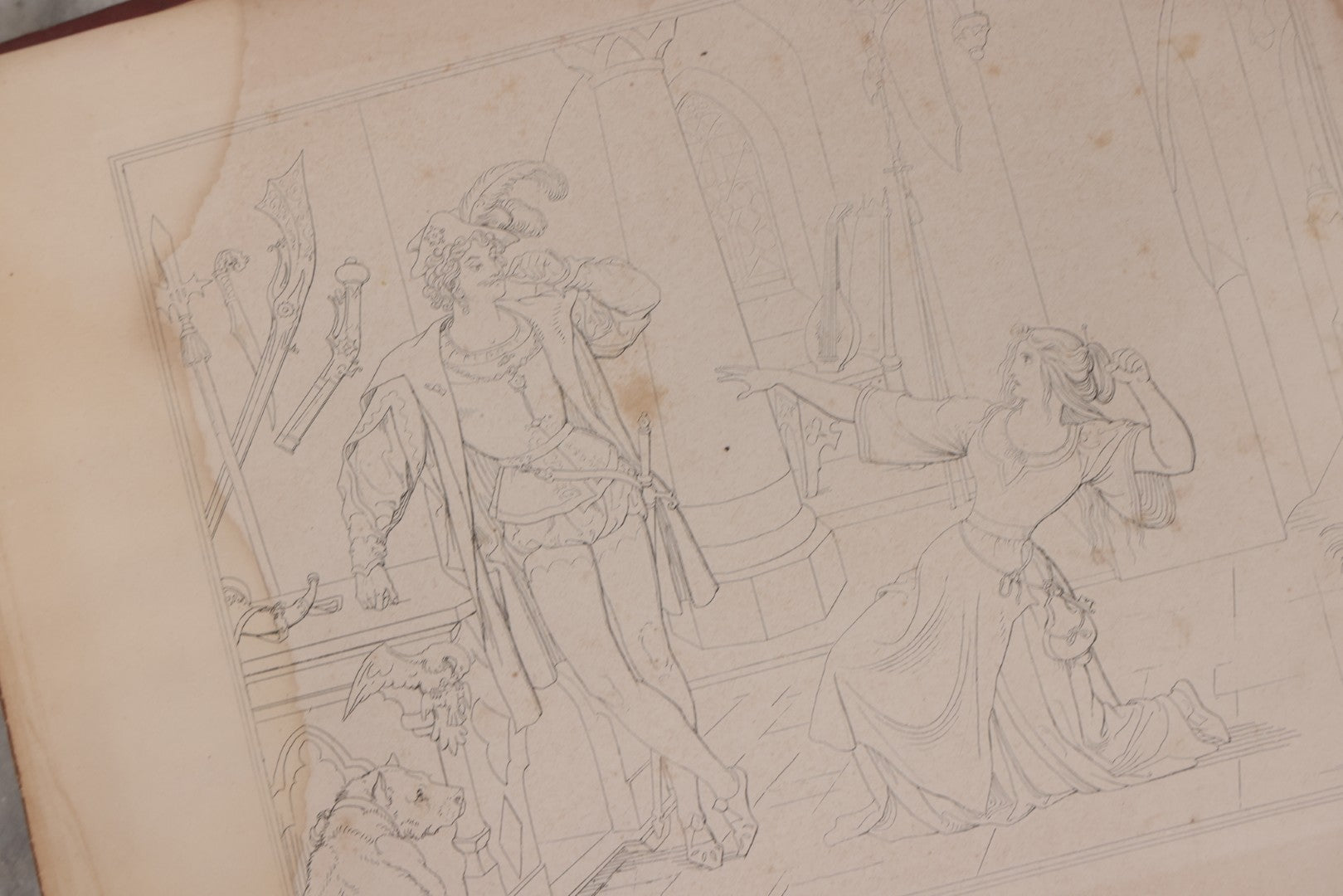 Lot 132 - "Outline Illustrations To Burger's Ballads By Morits Retzsch" Antique Illustrated Book With Esoteric Illustrations, Including Of Ghosts And Goblins, Craft Grade, Loose Binding