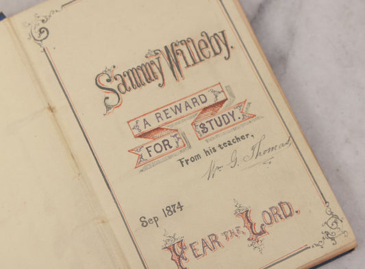 Lot 153 - "The History Of Little Peter The Ship-Boy" Antique Book By William H.G. Kingston, Gifted To Sammy Willeby "A Reward For Study" From His Teacher In 1874, With Illustrated Gift Inscription, Published By The Religious Tract Society, London