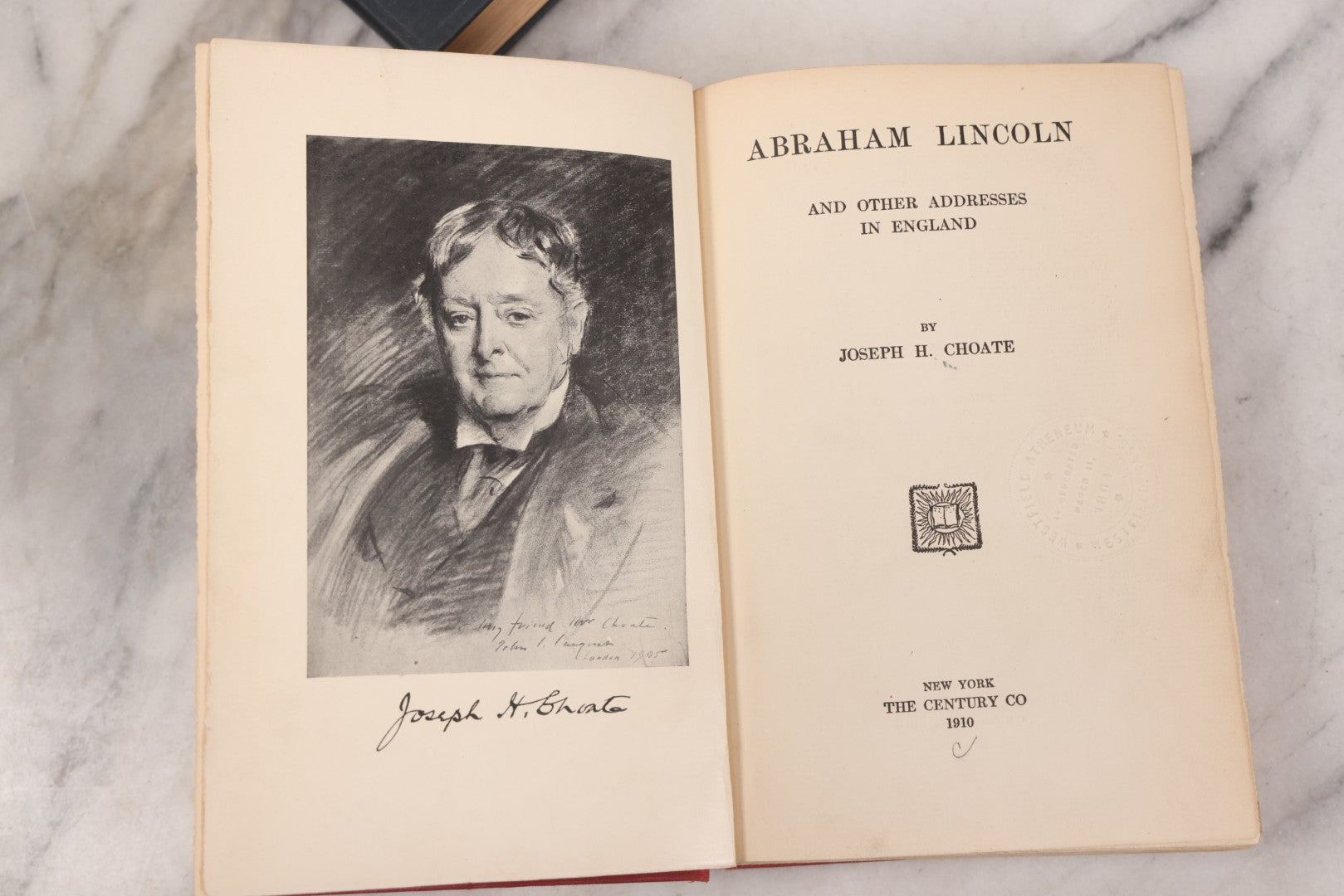 Lot 156 - Grouping Of Three Vintage Lincoln Books, "Abraham Lincoln And Other Addresses In England" By Joseph H. Choate, "Mary Todd Lincoln: An Appreciation Of The Wife Of Abraham Lincoln" By Honoré W. Morrow, And "In Lincoln's Chair" By Ida M. Tarbell