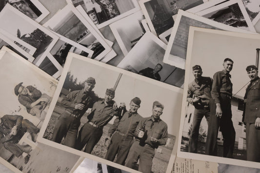 Lot 164 - Grouping Of 45+ Vintage Snapshot Photographs Of Military Subjects, Primarily Korean War Era Through The 1960s Many Of Officers At Desks, Parade Including Kelly Air Force Base Float, And More