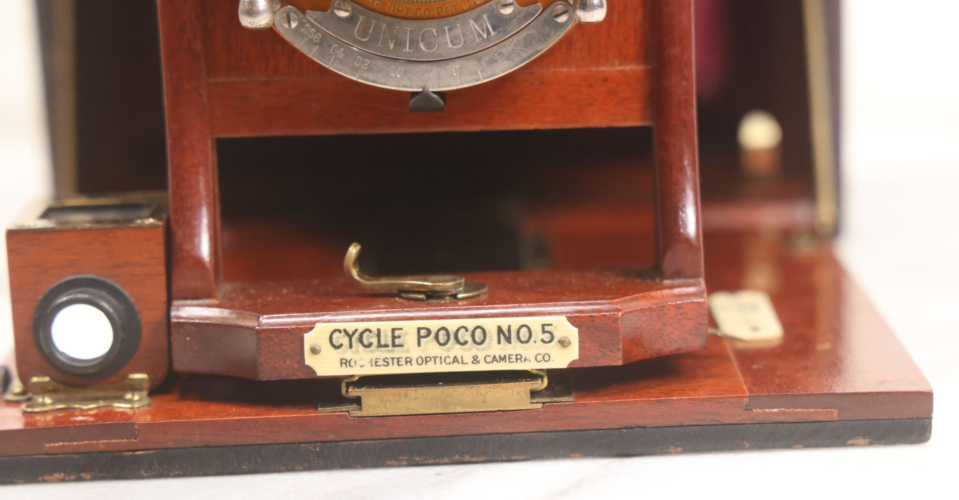Lot 003 - Antique Cycle Poco No. 5 Folding Camera By Rochester Optical & Camera Co. With Bausch & Lomb Unicum Lens, With Three Matching Plate Holders And Original Case, Circa 1890s