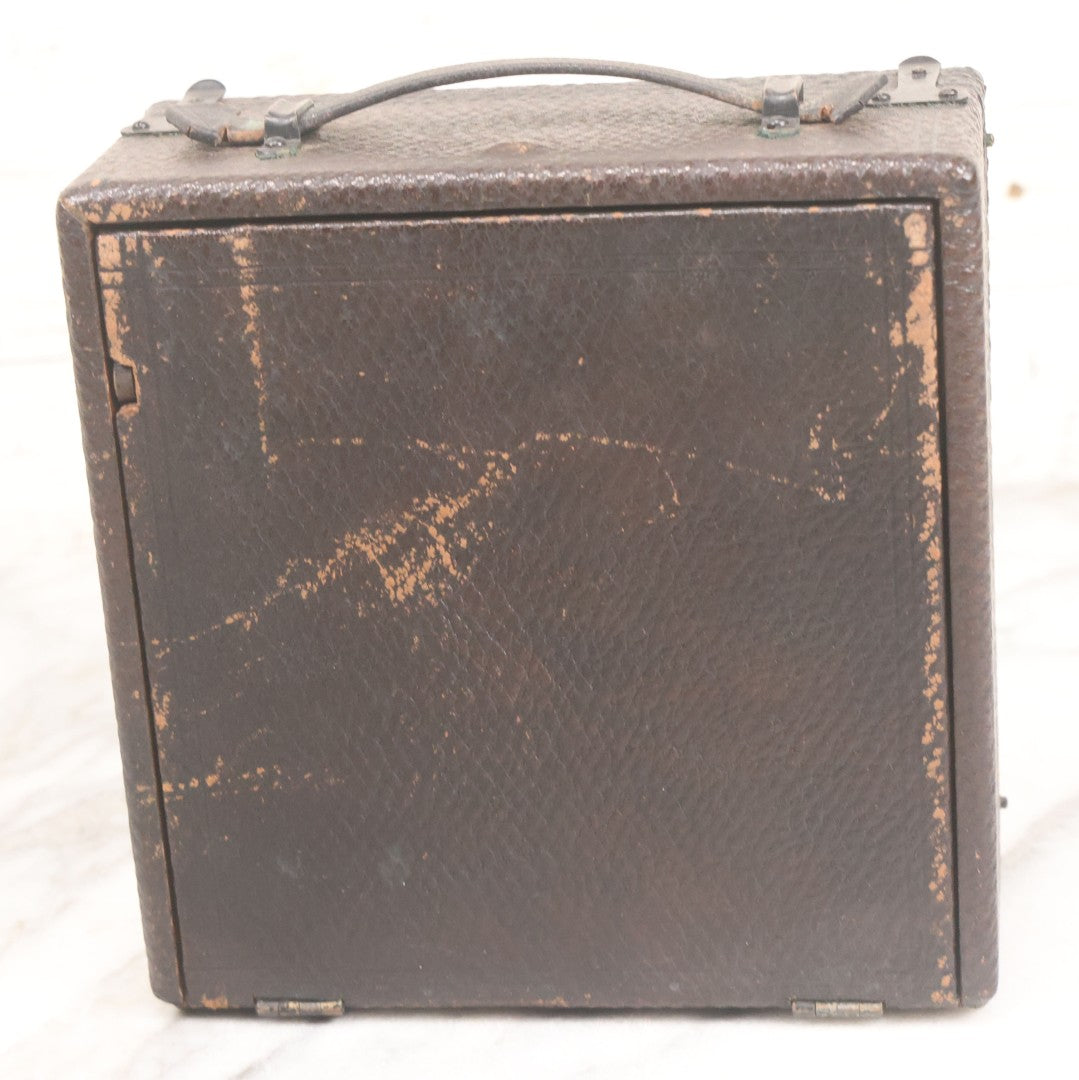 Lot 003 - Antique Cycle Poco No. 5 Folding Camera By Rochester Optical & Camera Co. With Bausch & Lomb Unicum Lens, With Three Matching Plate Holders And Original Case, Circa 1890s