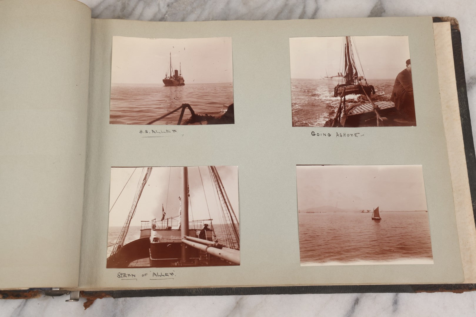 Lot 004 - Antique Snapshot Photo Album Containing 175+ Photographs Documenting A Tour Of The Mediterranean, Spring 1899, Including Photos Aboard The S.S. Aller (German), In And Around Italy, Monte Carlo, France, And Spain