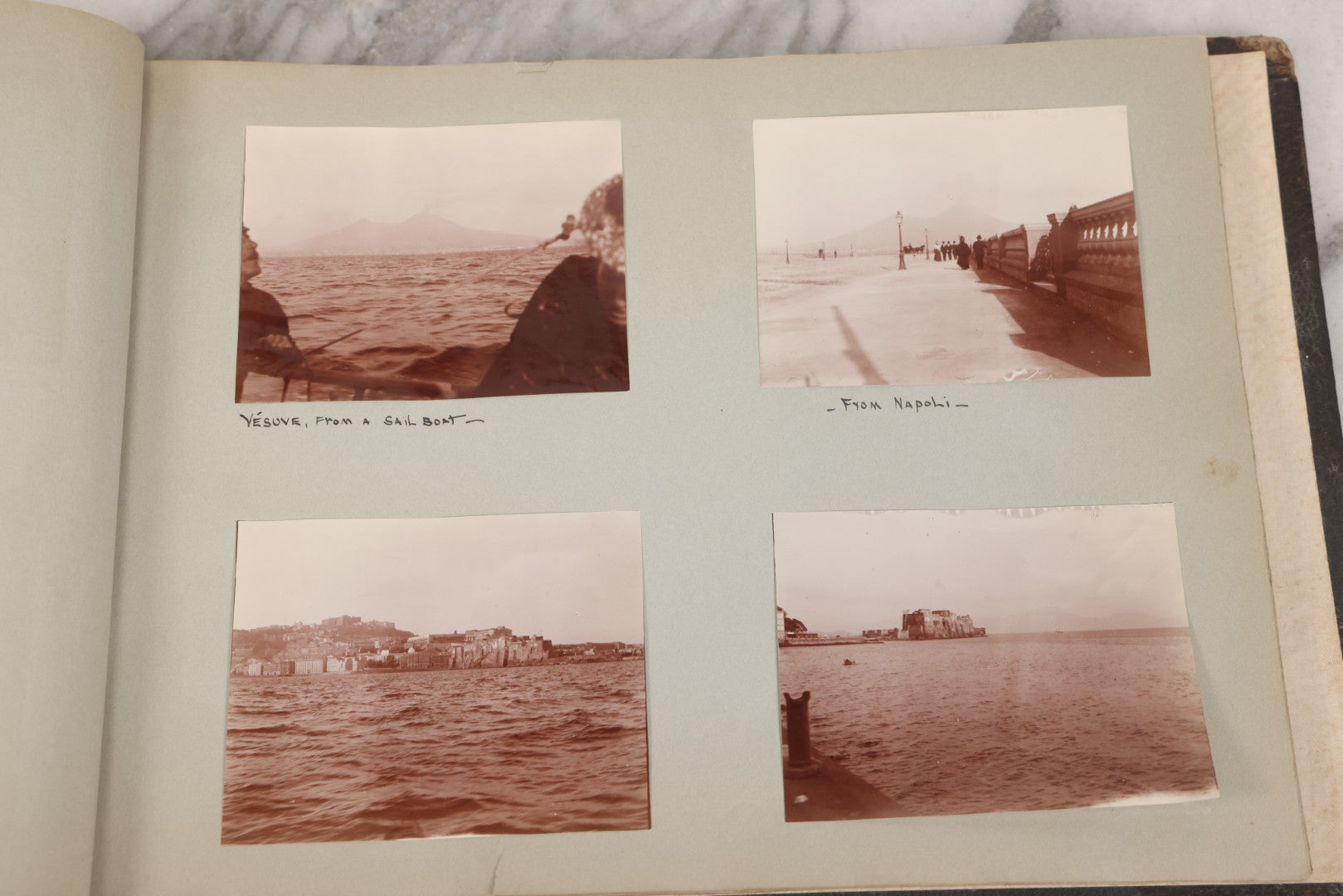 Lot 004 - Antique Snapshot Photo Album Containing 175+ Photographs Documenting A Tour Of The Mediterranean, Spring 1899, Including Photos Aboard The S.S. Aller (German), In And Around Italy, Monte Carlo, France, And Spain
