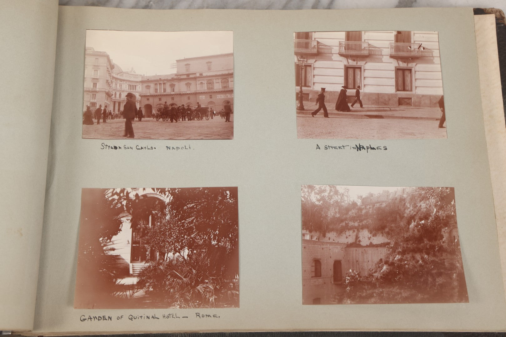 Lot 004 - Antique Snapshot Photo Album Containing 175+ Photographs Documenting A Tour Of The Mediterranean, Spring 1899, Including Photos Aboard The S.S. Aller (German), In And Around Italy, Monte Carlo, France, And Spain