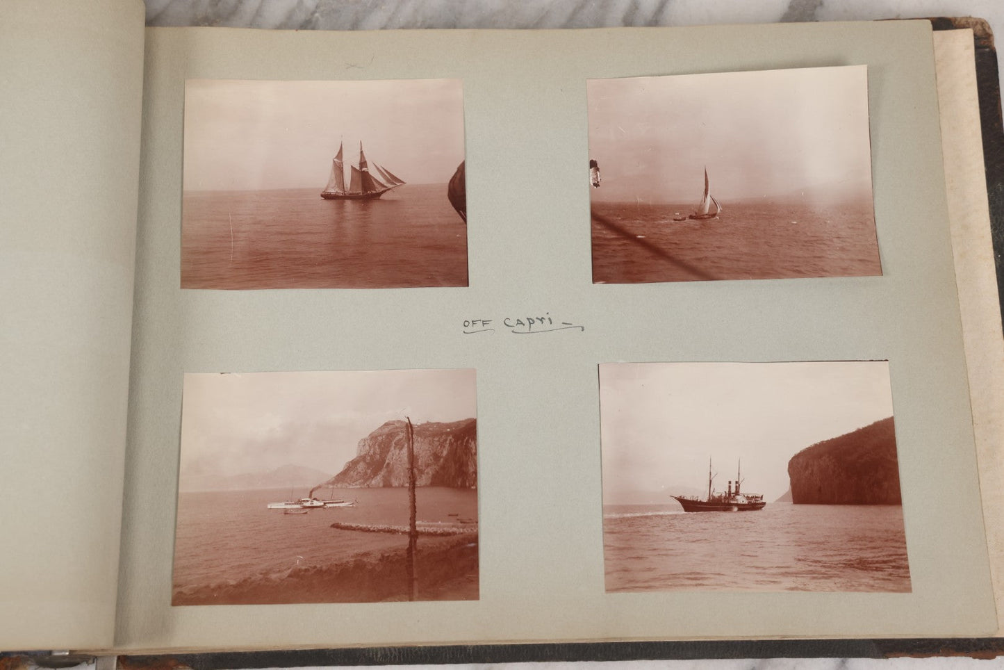 Lot 004 - Antique Snapshot Photo Album Containing 175+ Photographs Documenting A Tour Of The Mediterranean, Spring 1899, Including Photos Aboard The S.S. Aller (German), In And Around Italy, Monte Carlo, France, And Spain
