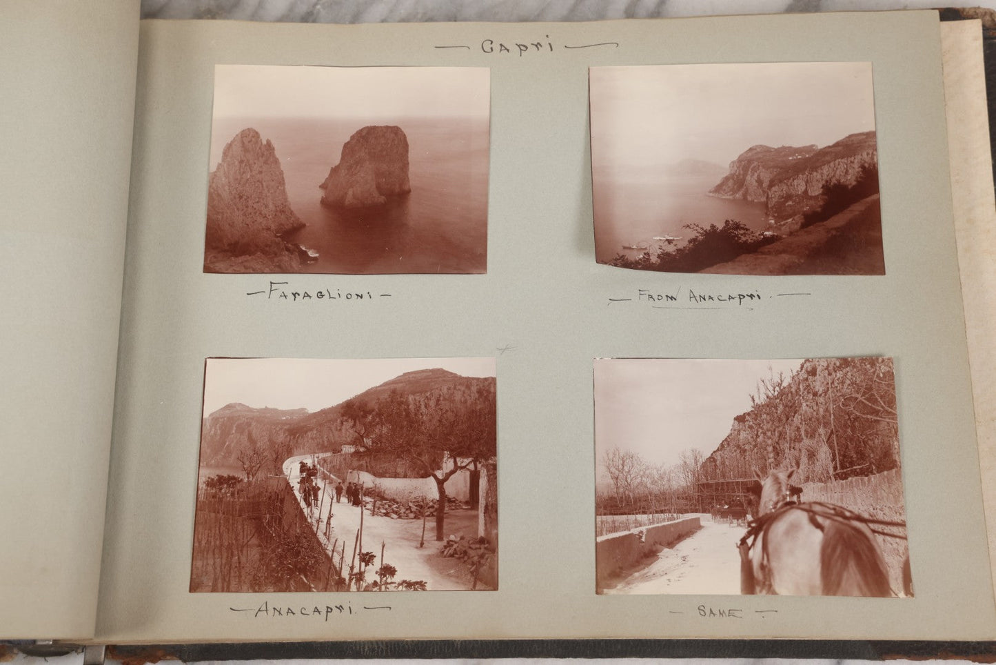 Lot 004 - Antique Snapshot Photo Album Containing 175+ Photographs Documenting A Tour Of The Mediterranean, Spring 1899, Including Photos Aboard The S.S. Aller (German), In And Around Italy, Monte Carlo, France, And Spain