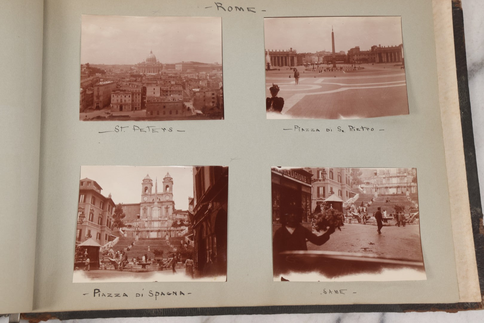 Lot 004 - Antique Snapshot Photo Album Containing 175+ Photographs Documenting A Tour Of The Mediterranean, Spring 1899, Including Photos Aboard The S.S. Aller (German), In And Around Italy, Monte Carlo, France, And Spain