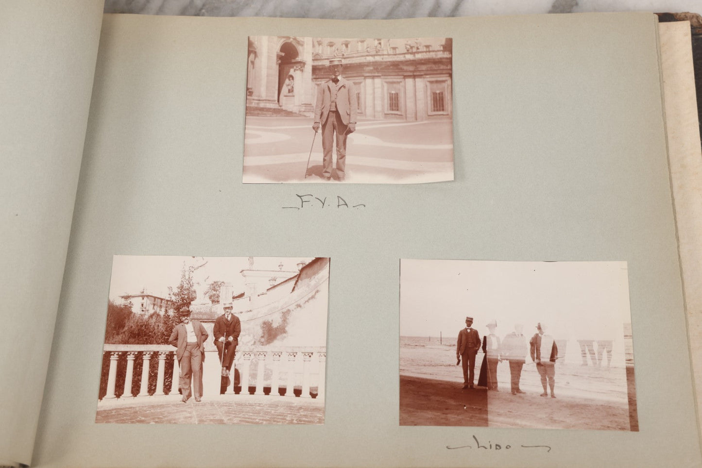 Lot 004 - Antique Snapshot Photo Album Containing 175+ Photographs Documenting A Tour Of The Mediterranean, Spring 1899, Including Photos Aboard The S.S. Aller (German), In And Around Italy, Monte Carlo, France, And Spain