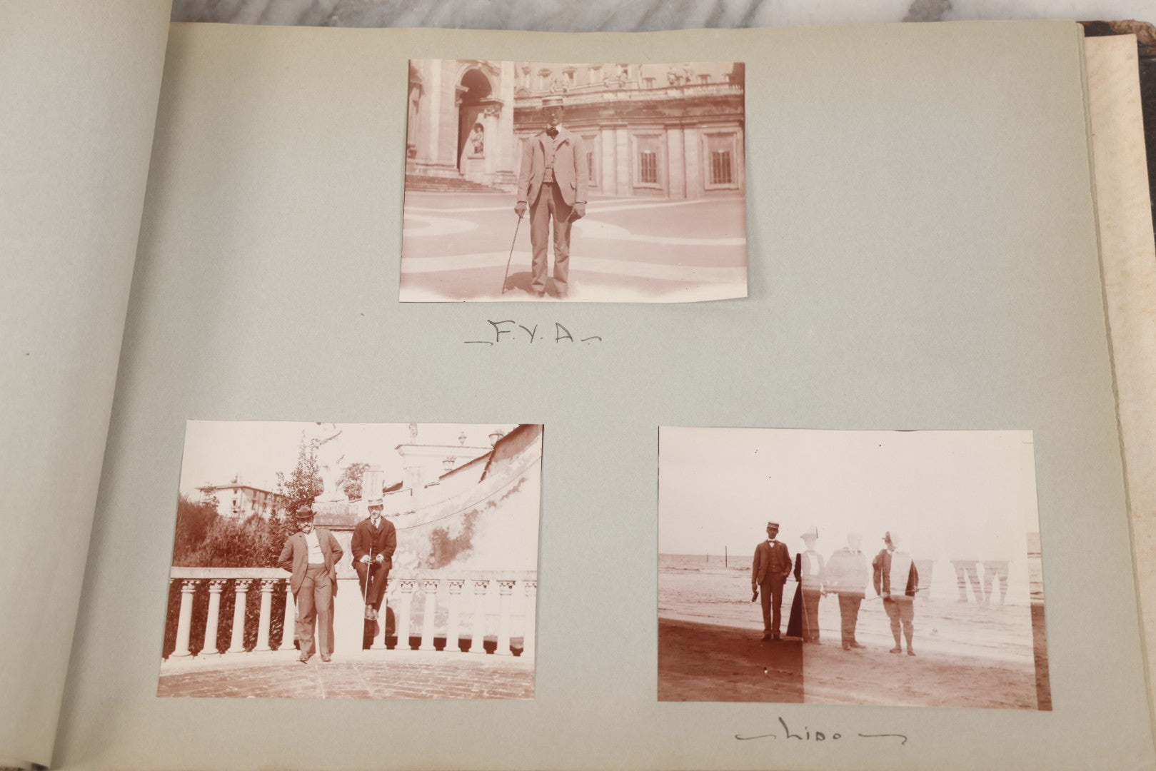 Lot 004 - Antique Snapshot Photo Album Containing 175+ Photographs Documenting A Tour Of The Mediterranean, Spring 1899, Including Photos Aboard The S.S. Aller (German), In And Around Italy, Monte Carlo, France, And Spain