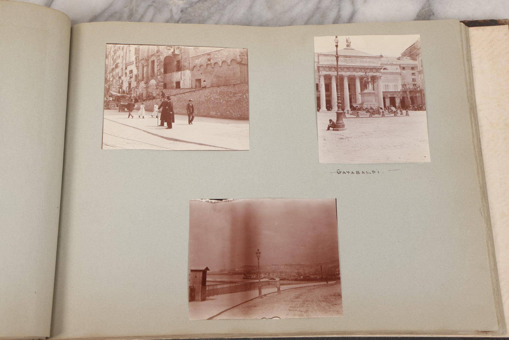 Lot 004 - Antique Snapshot Photo Album Containing 175+ Photographs Documenting A Tour Of The Mediterranean, Spring 1899, Including Photos Aboard The S.S. Aller (German), In And Around Italy, Monte Carlo, France, And Spain