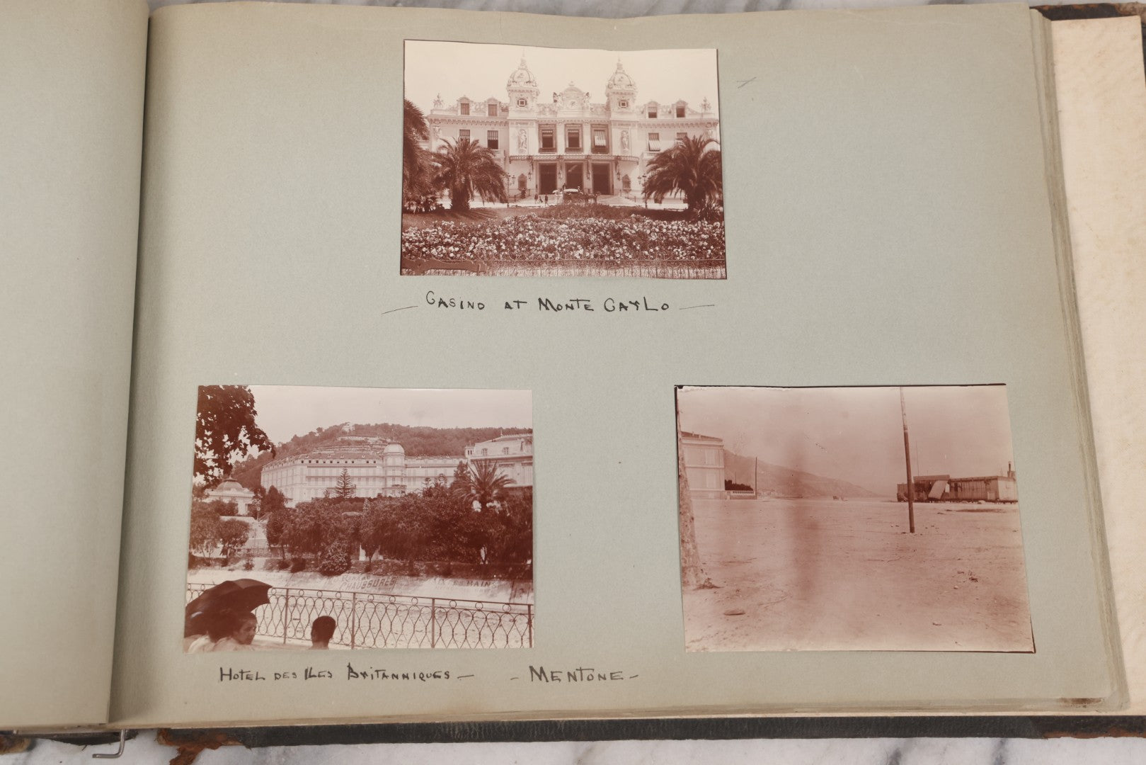 Lot 004 - Antique Snapshot Photo Album Containing 175+ Photographs Documenting A Tour Of The Mediterranean, Spring 1899, Including Photos Aboard The S.S. Aller (German), In And Around Italy, Monte Carlo, France, And Spain