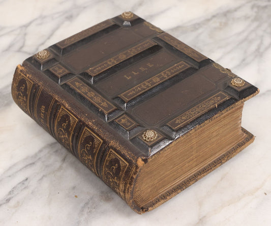 Lot 005 - Antique Unused Finely Bound Antique Photo Album For Tintype, Carte De Visite, And Cabinet Card Photographs, "The Photographic Album" Manufactured By Altemus & Co., Philadelphia, Patented July 21st, 1863, With Custom L.A.N.E. Monogram