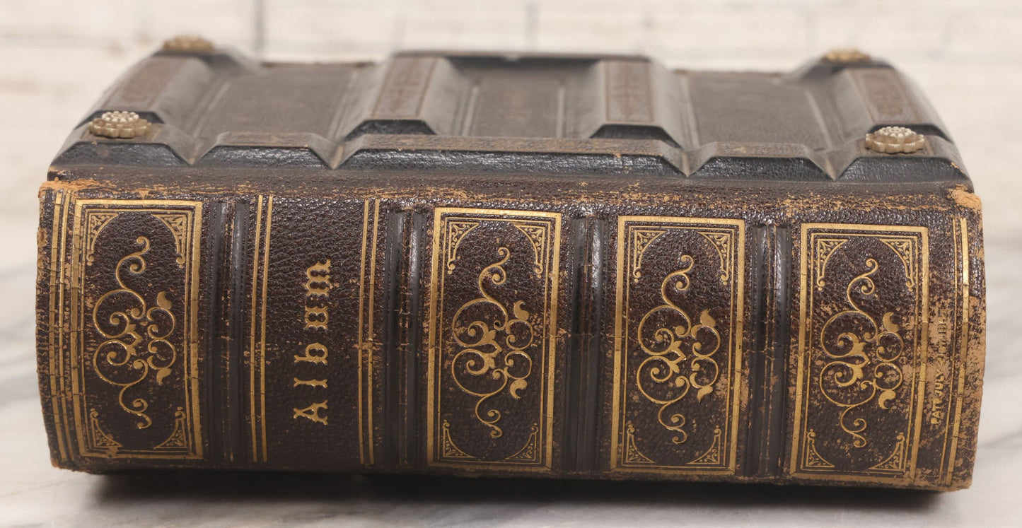 Lot 005 - Antique Unused Finely Bound Antique Photo Album For Tintype, Carte De Visite, And Cabinet Card Photographs, "The Photographic Album" Manufactured By Altemus & Co., Philadelphia, Patented July 21st, 1863, With Custom L.A.N.E. Monogram