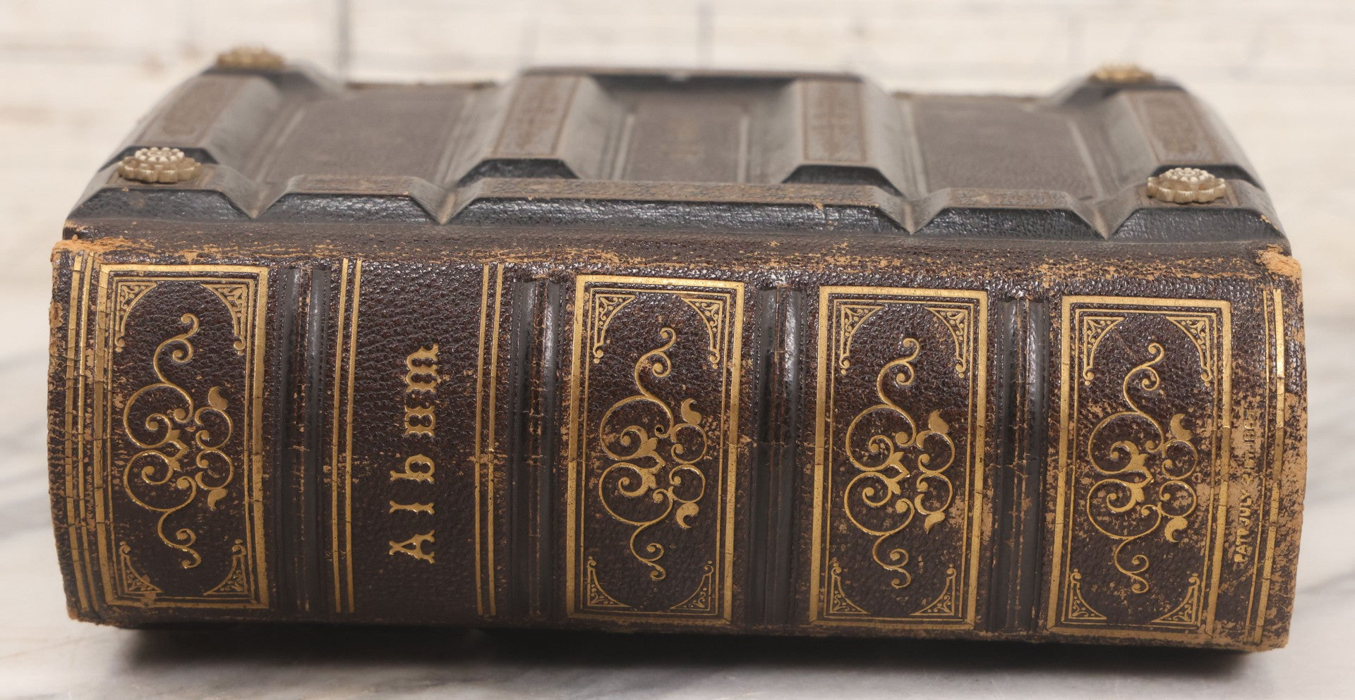 Lot 005 - Antique Unused Finely Bound Antique Photo Album For Tintype, Carte De Visite, And Cabinet Card Photographs, "The Photographic Album" Manufactured By Altemus & Co., Philadelphia, Patented July 21st, 1863, With Custom L.A.N.E. Monogram