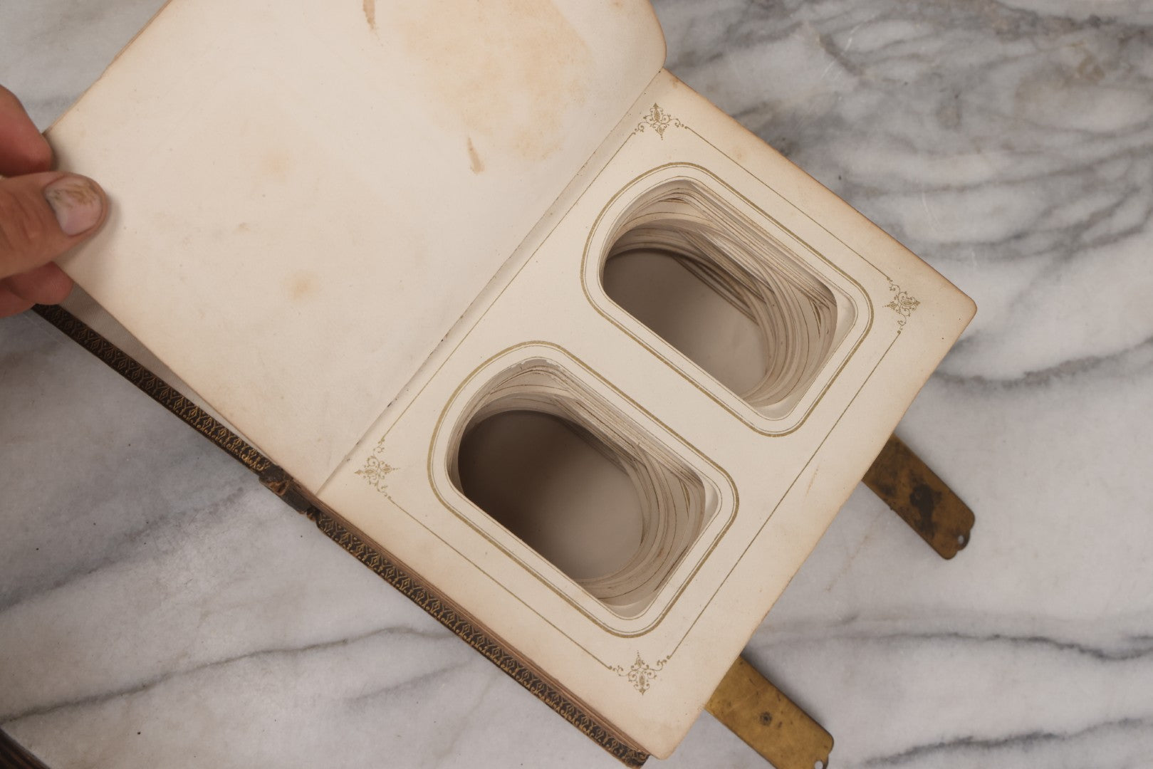 Lot 005 - Antique Unused Finely Bound Antique Photo Album For Tintype, Carte De Visite, And Cabinet Card Photographs, "The Photographic Album" Manufactured By Altemus & Co., Philadelphia, Patented July 21st, 1863, With Custom L.A.N.E. Monogram