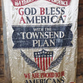 Lot 006 - Vintage Silk Screened Patriotic Political Banner Celebrating 164 Years Of Independence, "God Bless America With The Townsend Plan," Depression-Era Pension Plan, 1940, 38-3/4" x 55"