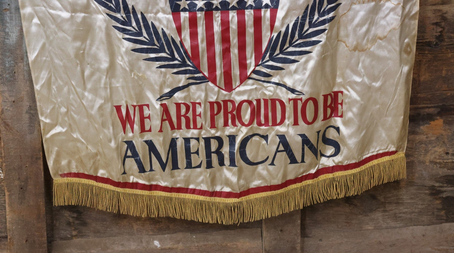 Lot 006 - Vintage Silk Screened Patriotic Political Banner Celebrating 164 Years Of Independence, "God Bless America With The Townsend Plan," Depression-Era Pension Plan, 1940, 38-3/4" x 55"