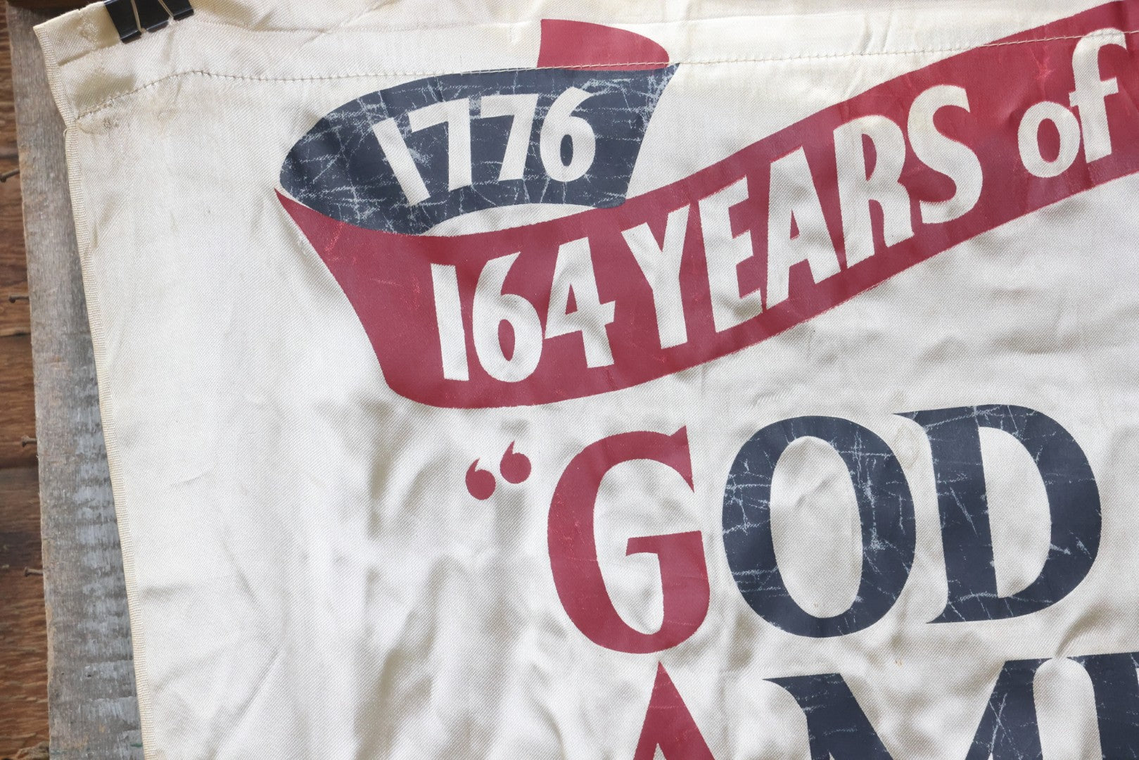 Lot 006 - Vintage Silk Screened Patriotic Political Banner Celebrating 164 Years Of Independence, "God Bless America With The Townsend Plan," Depression-Era Pension Plan, 1940, 38-3/4" x 55"
