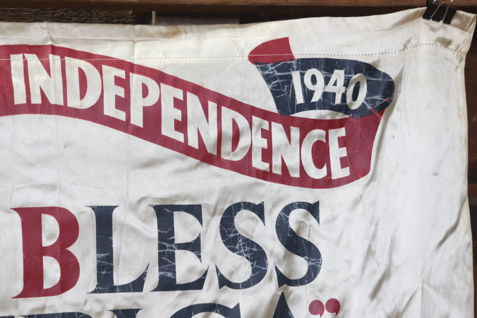Lot 006 - Vintage Silk Screened Patriotic Political Banner Celebrating 164 Years Of Independence, "God Bless America With The Townsend Plan," Depression-Era Pension Plan, 1940, 38-3/4" x 55"