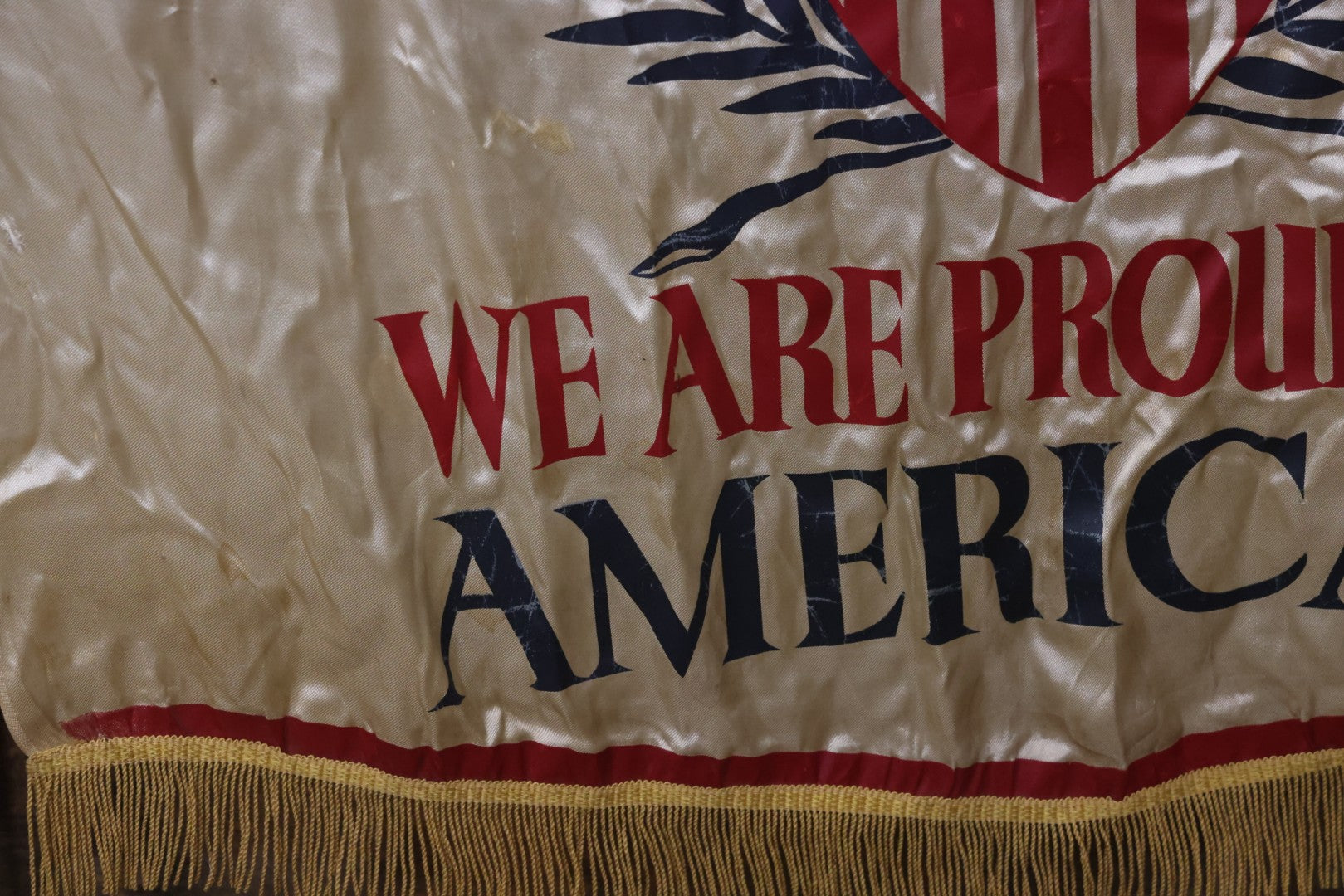 Lot 006 - Vintage Silk Screened Patriotic Political Banner Celebrating 164 Years Of Independence, "God Bless America With The Townsend Plan," Depression-Era Pension Plan, 1940, 38-3/4" x 55"