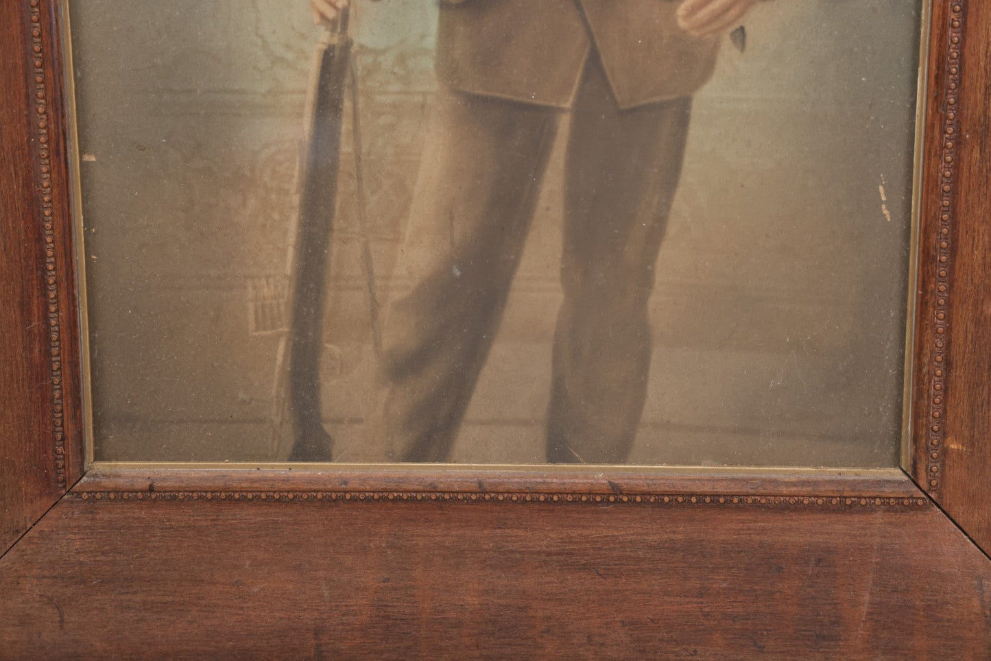 Lot 009 - Antique Hand Colored Solar Enlargement Photograph Of World War One Era British Soldier, Framed, 19-1/2" x 23-1/8"