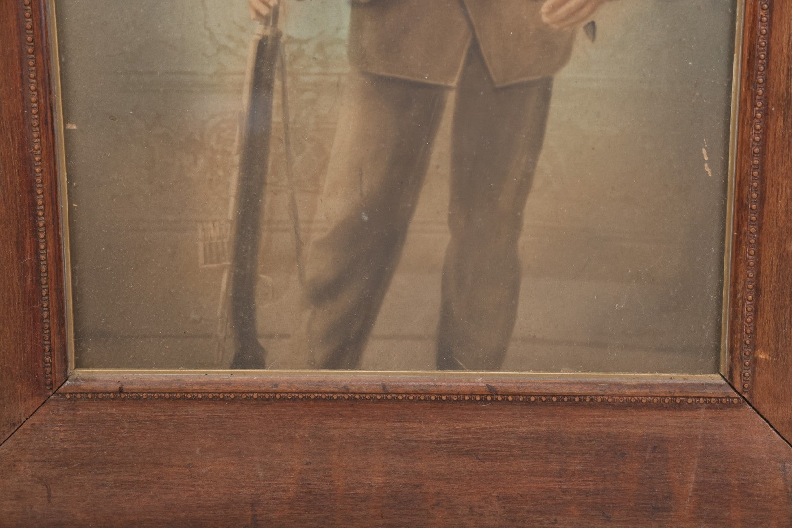 Lot 009 - Antique Hand Colored Solar Enlargement Photograph Of World War One Era British Soldier, Framed, 19-1/2" x 23-1/8"