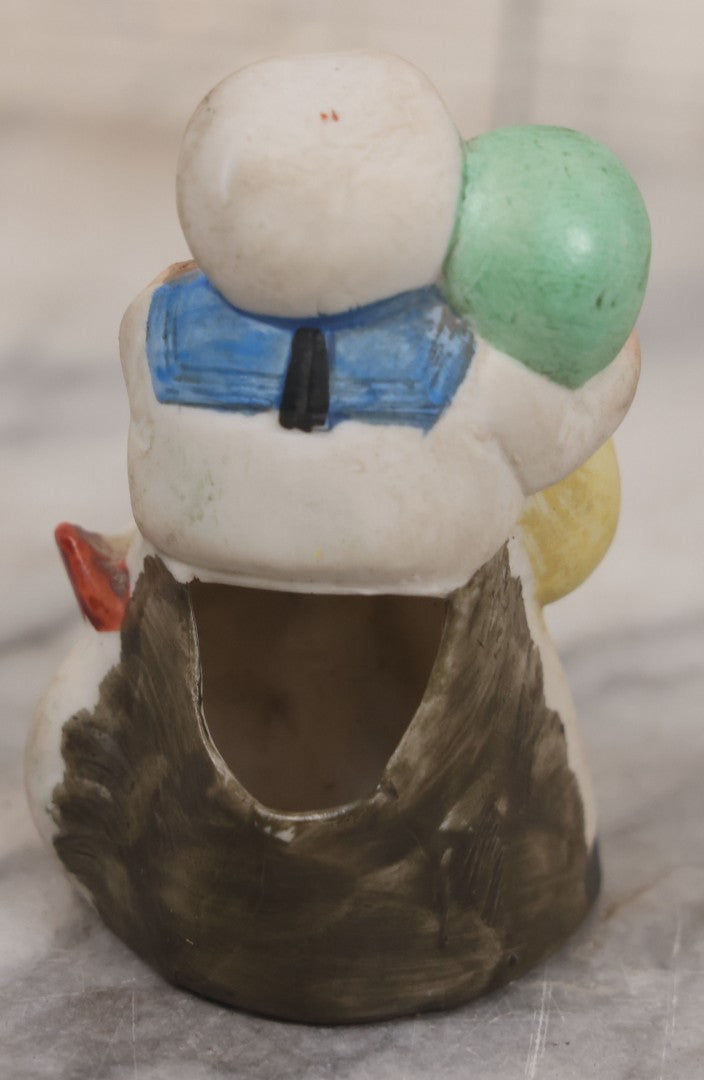 Lot 011 - Antique Painted German Bisque "Naughty Nautical" Toothpick Holder Figurine Of Portly Sailor Holding His Big-Booty Lover, Attributed To Schafer And Vater, Circa 1920s 3" Height