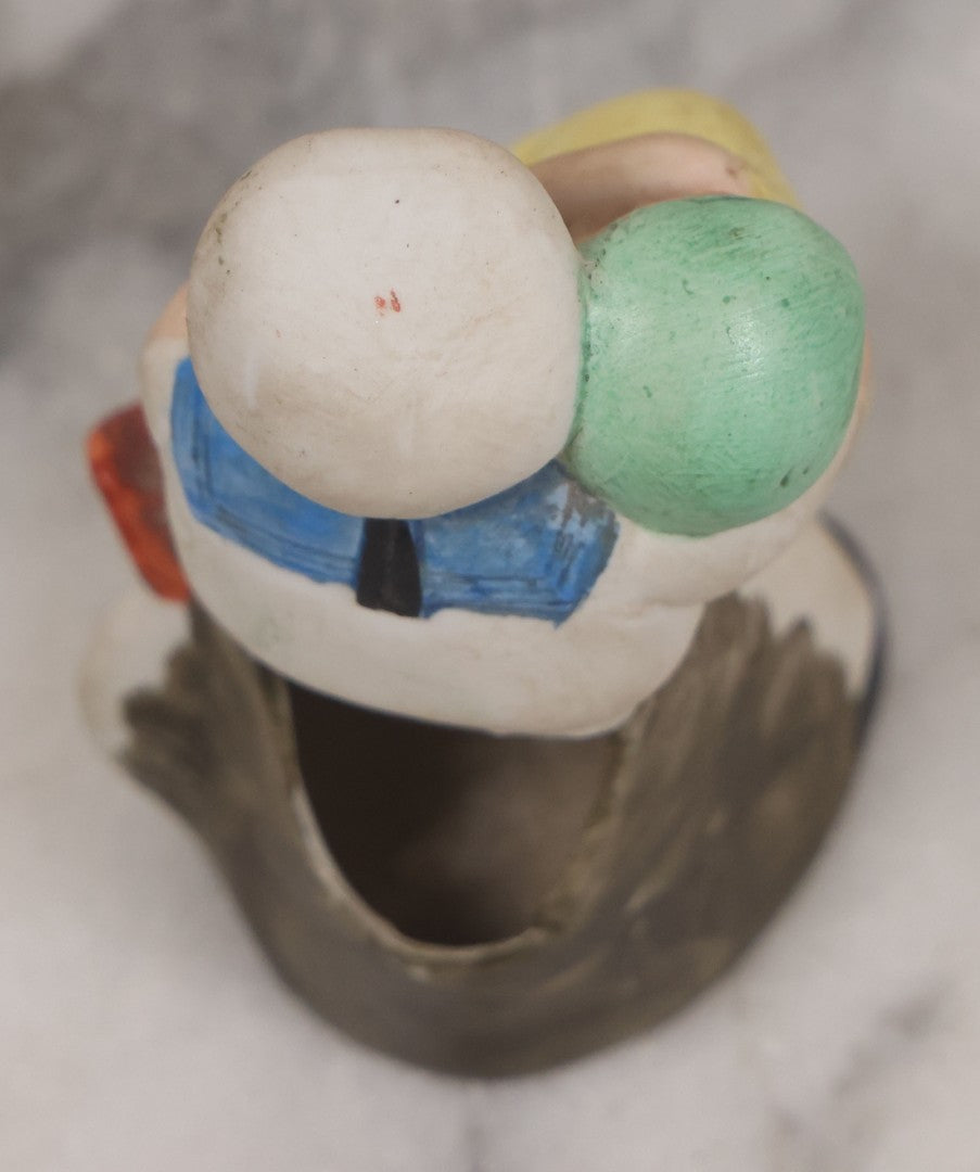 Lot 011 - Antique Painted German Bisque "Naughty Nautical" Toothpick Holder Figurine Of Portly Sailor Holding His Big-Booty Lover, Attributed To Schafer And Vater, Circa 1920s 3" Height