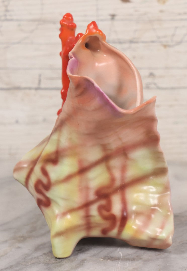 Lot 012 - Antique Royal Bayreuth Figural Shell Creamer With Choral Shaped Handle, Unmarked, Note Chip, 5-3/8" Height