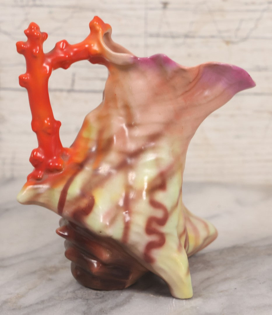 Lot 012 - Antique Royal Bayreuth Figural Shell Creamer With Choral Shaped Handle, Unmarked, Note Chip, 5-3/8" Height